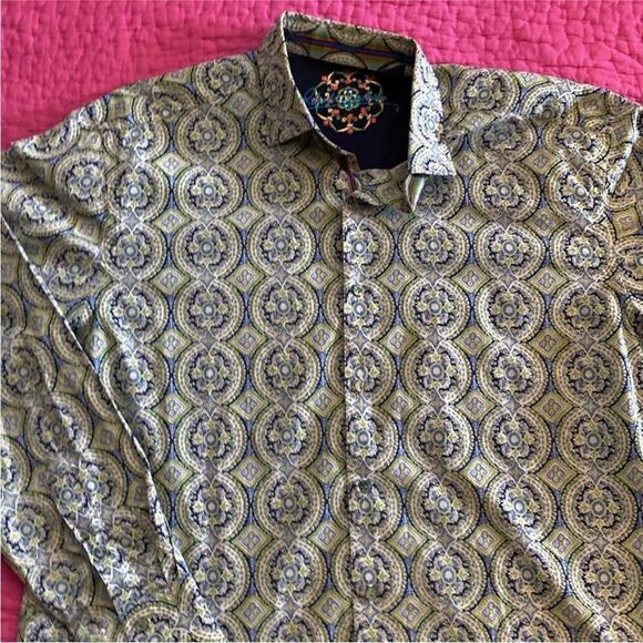 Robert Graham Men's Patterned Shirt - Green and Blue, XL - Picture 2 of 13